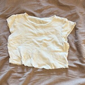 PacSun Cream Waffle Knit Crop Top